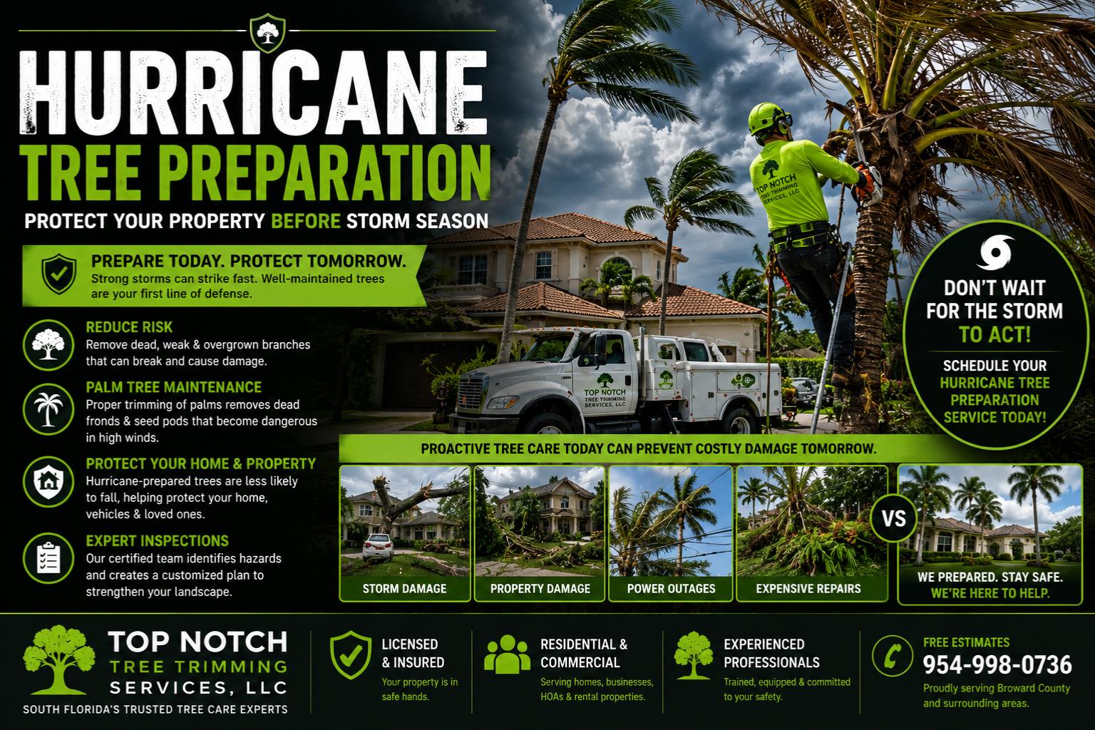 Hurricane Tree Preparation For Storms Hurricanes Top Notch Tree Trimming Services Serving South Florida, Broward, Miami-Dade and Palm Beach Counties