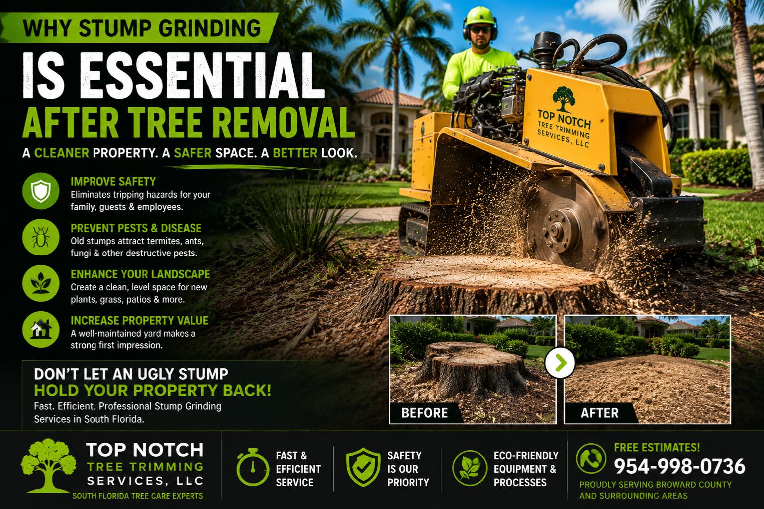 Stump Grinding Top Notch Tree Trimming Services Serving South Florida, Broward, Miami-Dade and Palm Beach Counties
